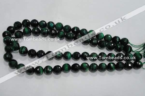 CTE1015 15.5 inches 12mm faceted round dyed green tiger eye beads