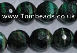 CTE1017 15.5 inches 16mm faceted round dyed green tiger eye beads