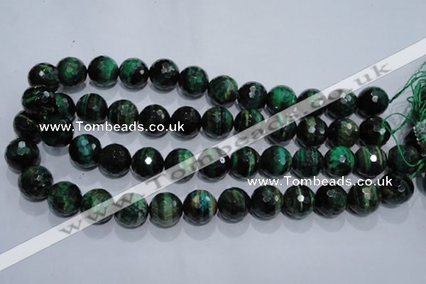 CTE1017 15.5 inches 16mm faceted round dyed green tiger eye beads