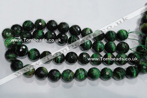 CTE1018 15.5 inches 18mm faceted round dyed green tiger eye beads