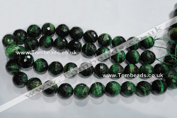 CTE1019 15.5 inches 20mm faceted round dyed green tiger eye beads