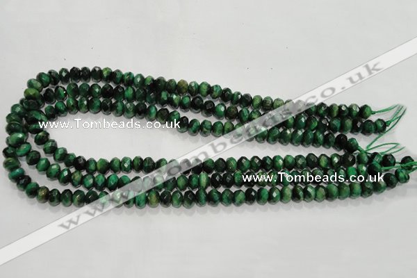 CTE1021 15.5 inches 5*8mm faceted rondelle dyed green tiger eye beads