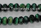 CTE1022 15.5 inches 6*10mm faceted rondelle dyed green tiger eye beads