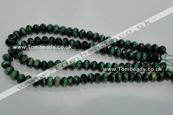 CTE1022 15.5 inches 6*10mm faceted rondelle dyed green tiger eye beads