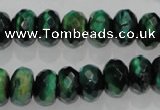 CTE1023 15.5 inches 8*12mm faceted rondelle dyed green tiger eye beads