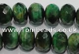 CTE1024 15.5 inches 10*14mm faceted rondelle dyed green tiger eye beads