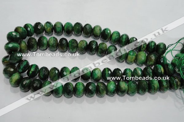 CTE1024 15.5 inches 10*14mm faceted rondelle dyed green tiger eye beads