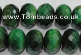 CTE1025 15.5 inches 12*16mm faceted rondelle dyed green tiger eye beads