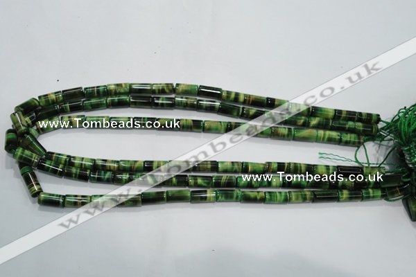 CTE1029 15.5 inches 6*12mm tube dyed green tiger eye beads wholesale
