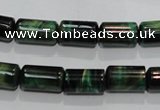 CTE1030 15.5 inches 8*14mm tube dyed green tiger eye beads wholesale