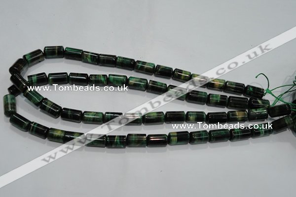 CTE1030 15.5 inches 8*14mm tube dyed green tiger eye beads wholesale