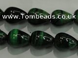 CTE1032 15.5 inches 12*16mm teardrop dyed green tiger eye beads