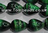 CTE1033 15.5 inches 15*20mm teardrop dyed green tiger eye beads