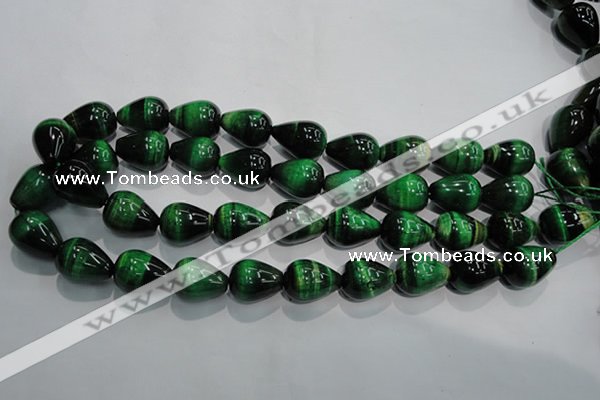 CTE1033 15.5 inches 15*20mm teardrop dyed green tiger eye beads