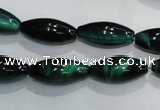 CTE1036 15.5 inches 8*18mm rice dyed green tiger eye beads