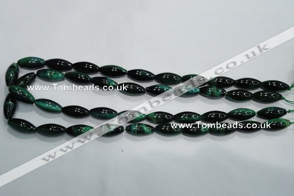 CTE1036 15.5 inches 8*18mm rice dyed green tiger eye beads