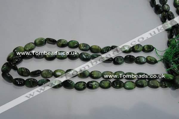 CTE1048 15.5 inches 10*14mm oval dyed green tiger eye beads