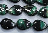 CTE1055 15.5 inches 13*18mm flat teardrop dyed green tiger eye beads