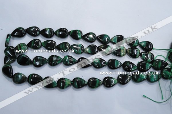 CTE1055 15.5 inches 13*18mm flat teardrop dyed green tiger eye beads