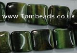 CTE1072 15.5 inches 15*15mm square dyed green tiger eye beads