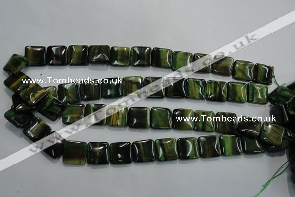 CTE1072 15.5 inches 15*15mm square dyed green tiger eye beads