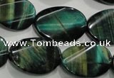 CTE1078 15.5 inches 18*25mm twisted oval dyed green tiger eye beads