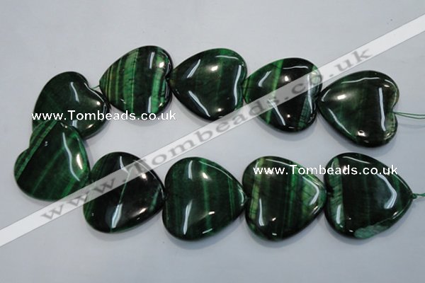 CTE1086 15.5 inches 40*40mm heart dyed green tiger eye beads