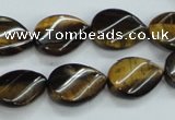 CTE109 15.5 inches 12*18mm twisted teardrop yellow tiger eye beads