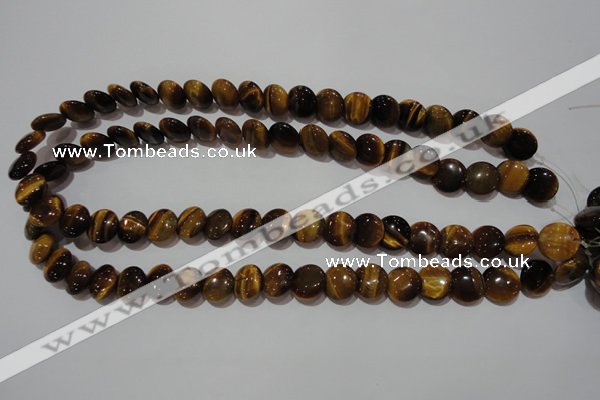 CTE1091 15.5 inches 12mm flat round yellow tiger eye beads