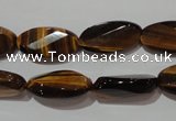 CTE1098 15.5 inches 10*20mm twisted & faceted oval yellow tiger eye beads