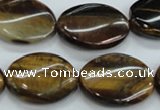 CTE110 15.5 inches 18*25mm twisted oval yellow tiger eye beads