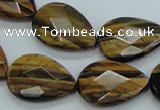 CTE111 15.5 inches 16*22mm faceted & flat teardrop yellow tiger eye beads