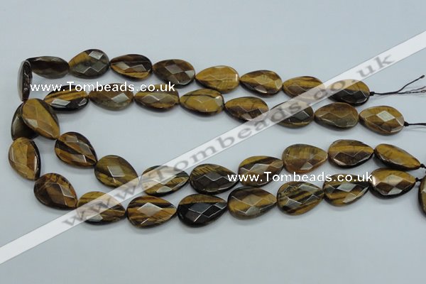 CTE111 15.5 inches 16*22mm faceted & flat teardrop yellow tiger eye beads