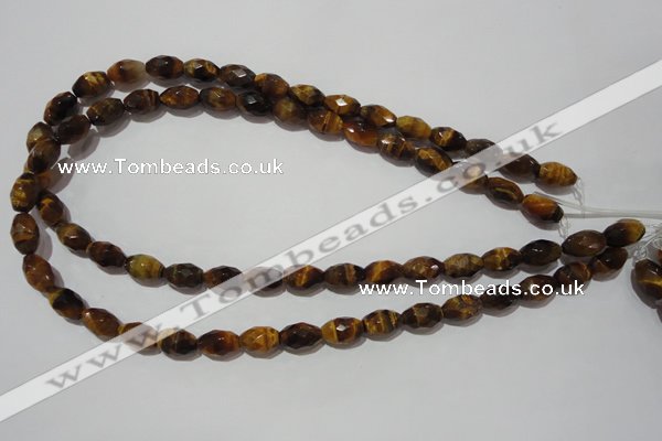 CTE1113 15.5 inches 8*12mm faceted rice yellow tiger eye beads