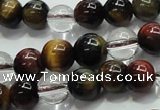 CTE1125 15 inches 6mm round mixed tiger eye & white crystal beads