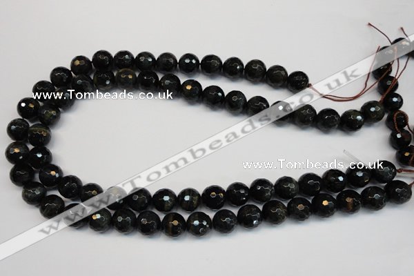 CTE1190 15.5 inches 14mm faceted round blue tiger eye beads