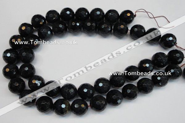 CTE1191 15.5 inches 16mm faceted round blue tiger eye beads