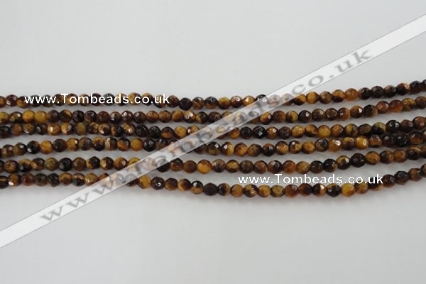 CTE1195 15.5 inches 4mm faceted round yellow tiger eye beads