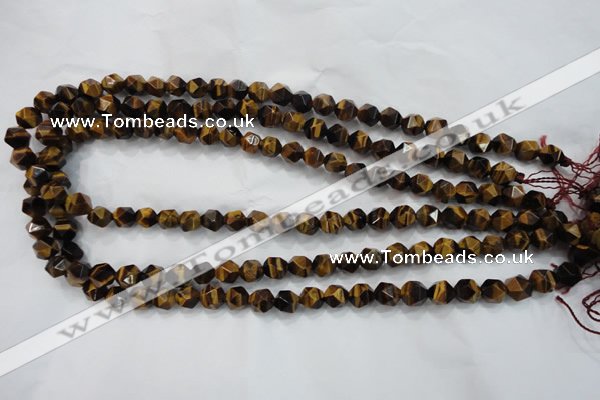 CTE1200 15 inches 6mm faceted nuggets yellow tiger eye beads