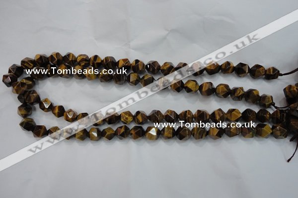 CTE1202 15 inches 10mm faceted nuggets yellow tiger eye beads