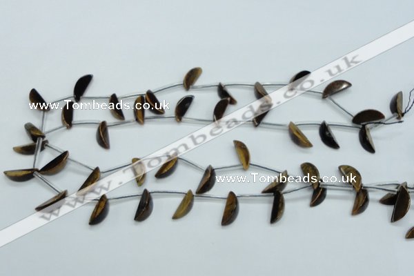 CTE124 6*17mm top-drilled moon yellow tiger eye beads wholesale