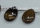 CTE126 18*25mm top-drilled flat teardrop yellow tiger eye beads wholesale