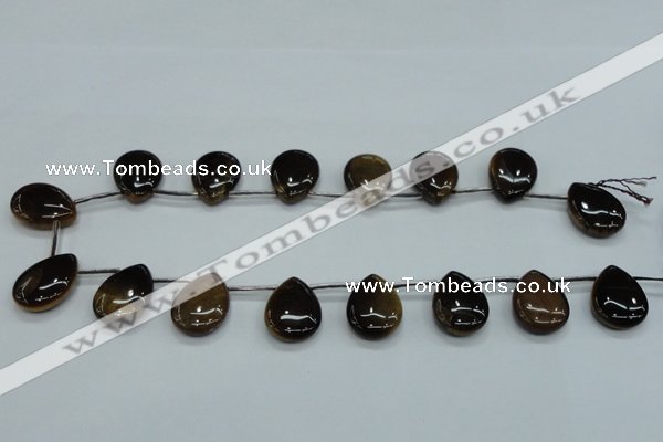 CTE126 18*25mm top-drilled flat teardrop yellow tiger eye beads wholesale