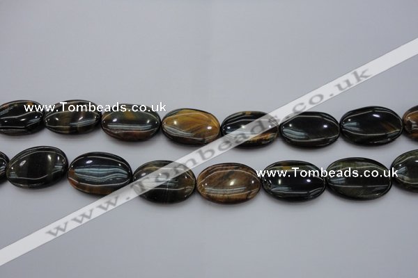 CTE1364 15.5 inches 15*20mm oval yellow & blue tiger eye beads