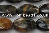 CTE1372 15.5 inches 15*20mm faceted oval yellow & blue tiger eye beads