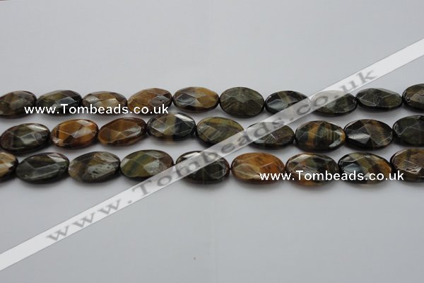 CTE1373 15.5 inches 18*25mm faceted oval yellow & blue tiger eye beads