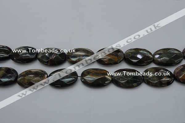 CTE1375 15.5 inches 25*35mm faceted oval yellow & blue tiger eye beads