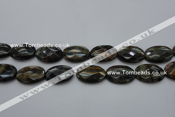 CTE1376 15.5 inches 30*40mm faceted oval yellow & blue tiger eye beads