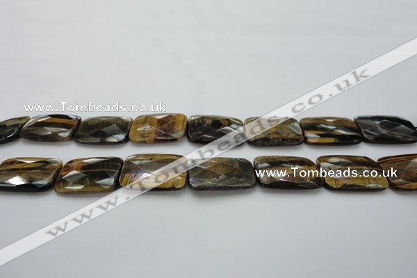 CTE1391 15.5 inches 25*35mm faceted rectangle yellow & blue tiger eye beads