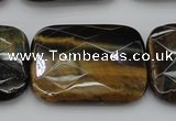 CTE1392 15.5 inches 30*40mm faceted rectangle yellow & blue tiger eye beads